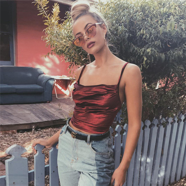 Top dama din piele intoarsa in trei culori