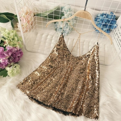 Maieu modern de dama cu bretele subtiri si paiete in trei culori