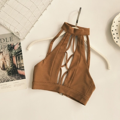 Bustiera dama cu spatele gol si cravate in trei culori