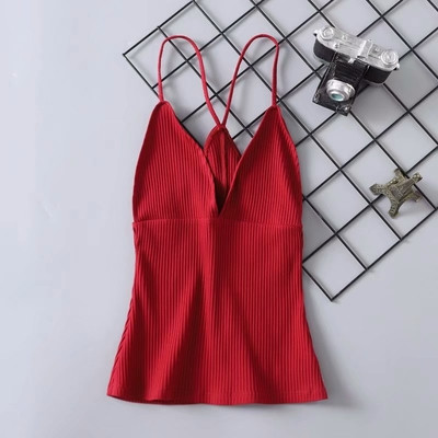 Maieu de damă cu bretele subțiri și decolteu în V în mai multe culori