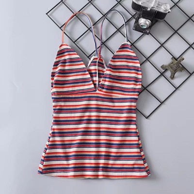 Maieu de damă cu bretele subțiri și decolteu în V în mai multe culori