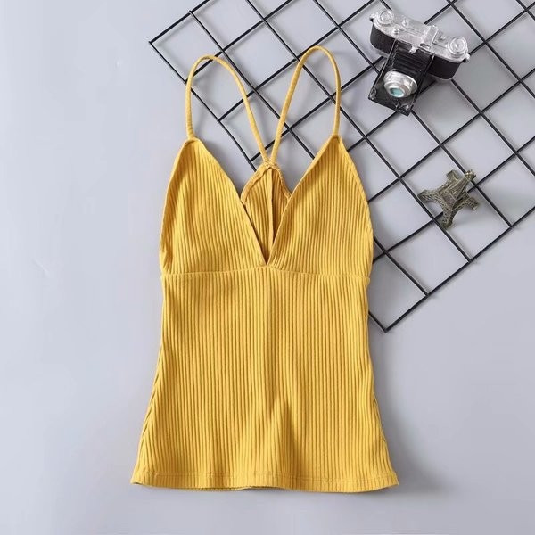 Maieu de damă cu bretele subțiri și decolteu în V în mai multe culori