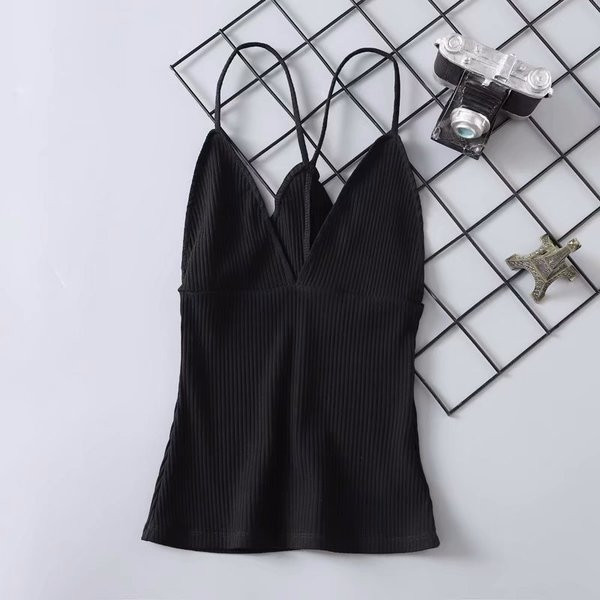 Maieu de damă cu bretele subțiri și decolteu în V în mai multe culori