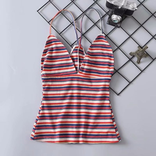 Maieu de damă cu bretele subțiri și decolteu în V în mai multe culori