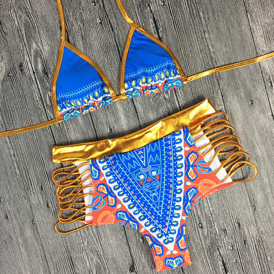 Costum de baie de damă cu top reglabil și bikini cu talie înaltă