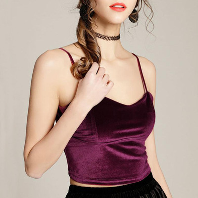 Top de damă scurt din catifea în trei culori