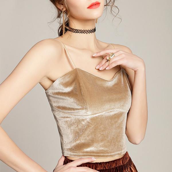 Top de damă scurt din catifea în trei culori