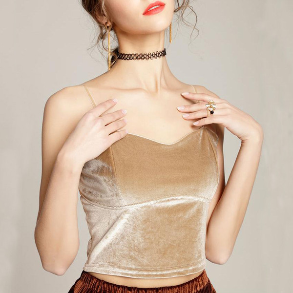 Top de damă scurt din catifea în trei culori