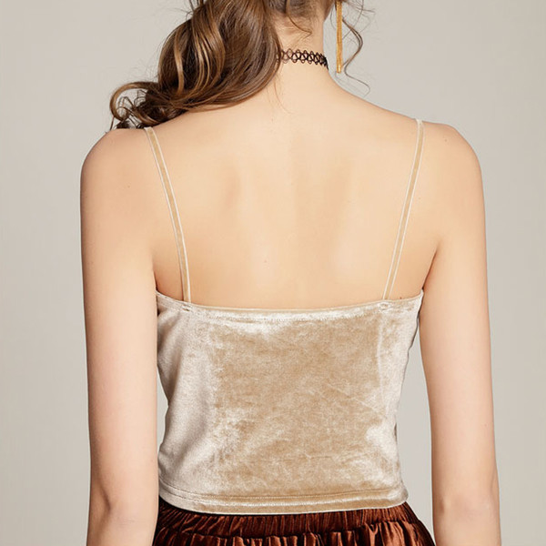 Top de damă scurt din catifea în trei culori