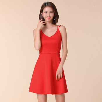 Rochie scurta de primavara-vara cu decolteu in V in doua culori