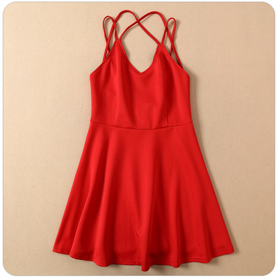 Rochie scurta de primavara-vara cu decolteu in V in doua culori