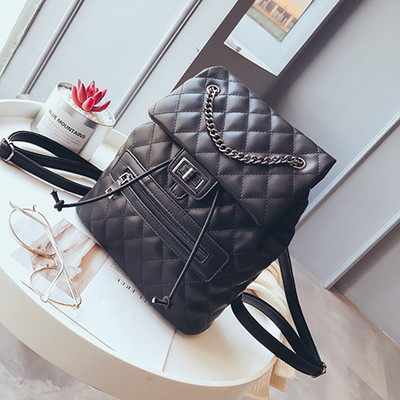 Стилна дамска раница в черен и кафяв цвят