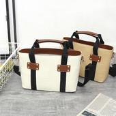 Стилна дамска чанта с елементи от еко кожа и метални нитове