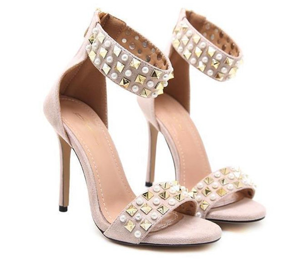 Стилни дамски сандали с тънък 11 см ток в два цвята