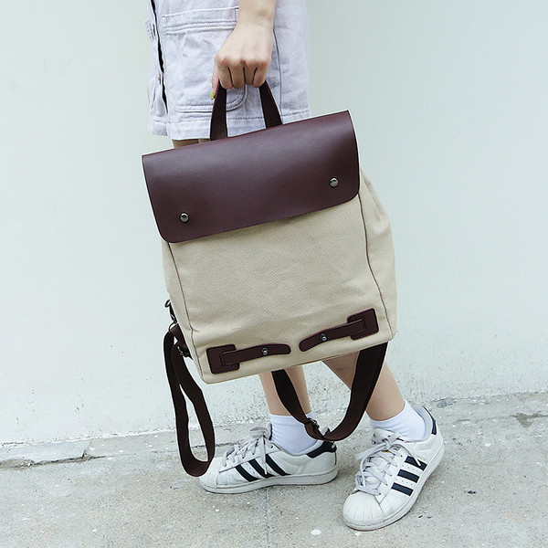 Ежедневна дамска раница с кожени елементи в три цвята