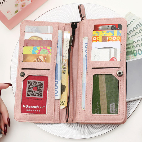 Portofel mare de dama cu inscriptie si fermoar