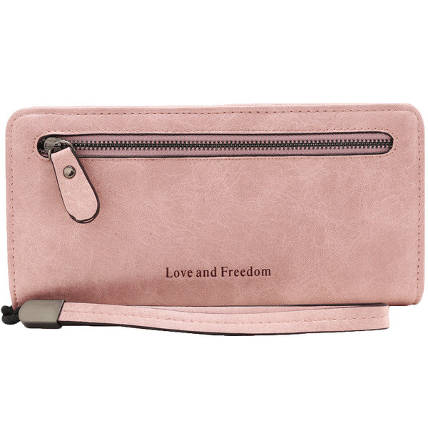 Portofel mare de dama cu inscriptie si fermoar