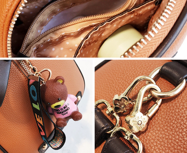 Малка дамска раница от еко кожа с аксесоар в няколко цвята