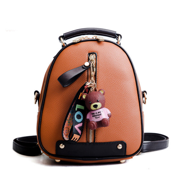 Малка дамска раница от еко кожа с аксесоар в няколко цвята