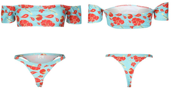 Модерен дамски бански костюм от две части с флорани мотиви