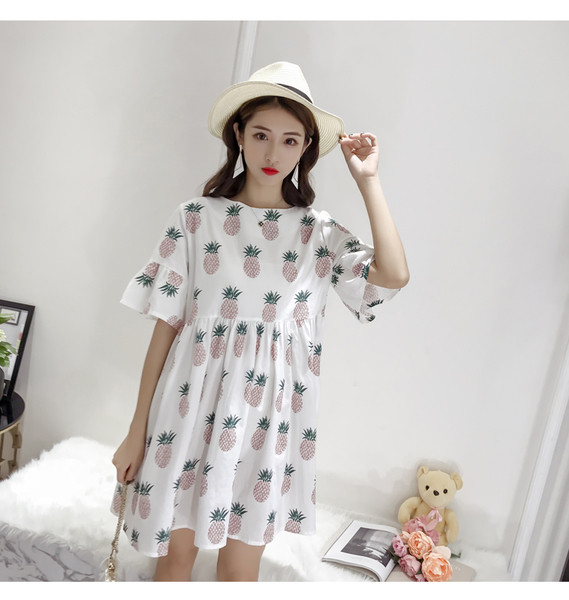 Rochie de dama proaspata de vara model lat cu aplicatie de ananas