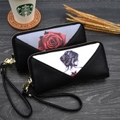 Portofel mare de dama cu fermoar si aplicatie frumoasa