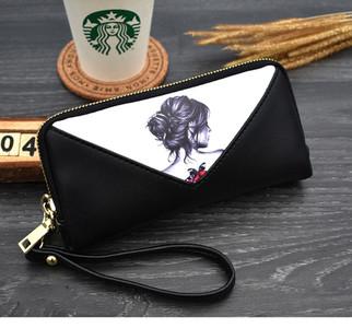 Portofel mare de dama cu fermoar si aplicatie frumoasa