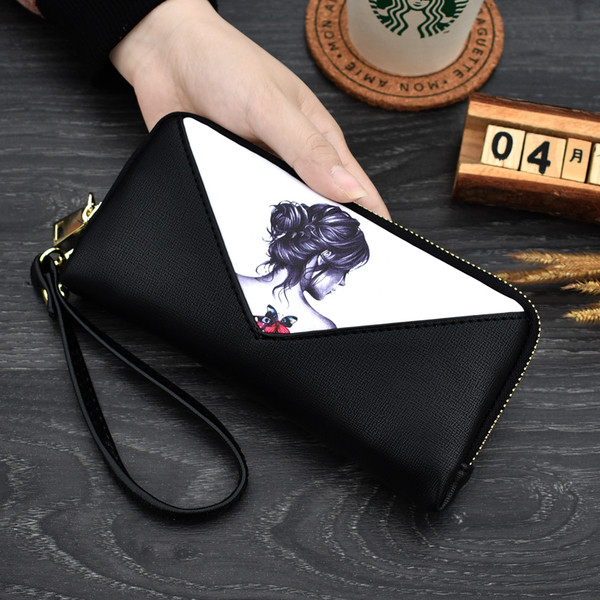 Portofel mare de dama cu fermoar si aplicatie frumoasa