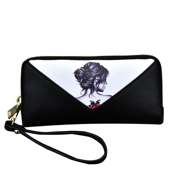 Portofel mare de dama cu fermoar si aplicatie frumoasa