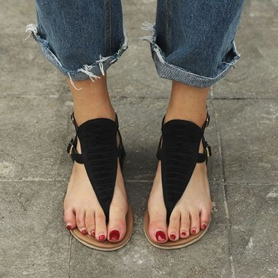 Sandale de damă cu talpă joasă plată din piele ecologică în trei culori