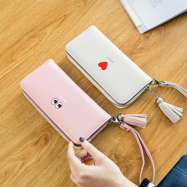 Portofel mare de dama cu fermoar si decor in mai multe culori