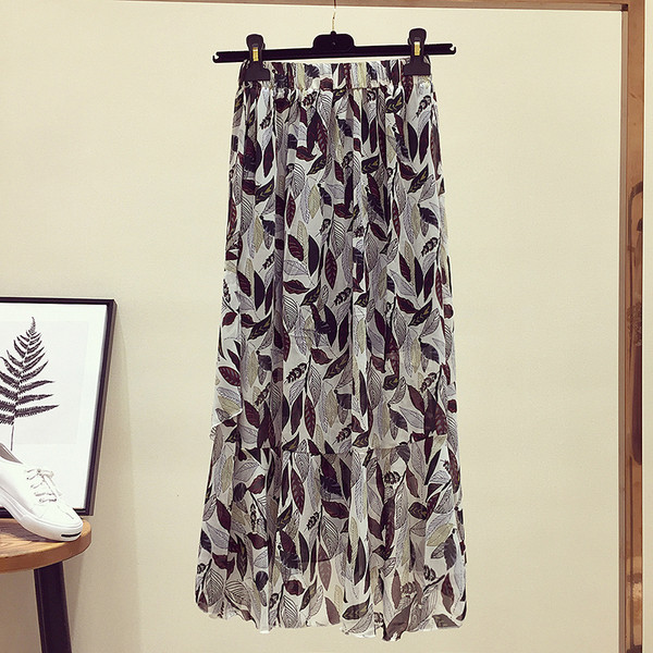 Fusta de dama moderna cu motive florale talie inalta in doua culori