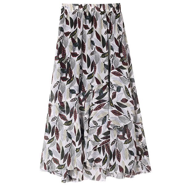 Fusta de dama moderna cu motive florale talie inalta in doua culori