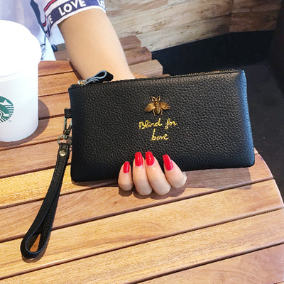 Portofel de dama modern cu inscriptie si decor metalic in mai multe culori