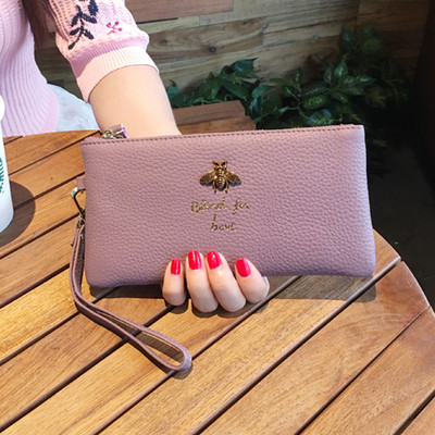 Portofel de dama modern cu inscriptie si decor metalic in mai multe culori