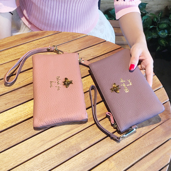 Portofel de dama modern cu inscriptie si decor metalic in mai multe culori