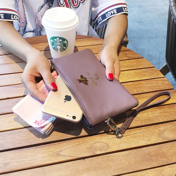 Portofel de dama modern cu inscriptie si decor metalic in mai multe culori