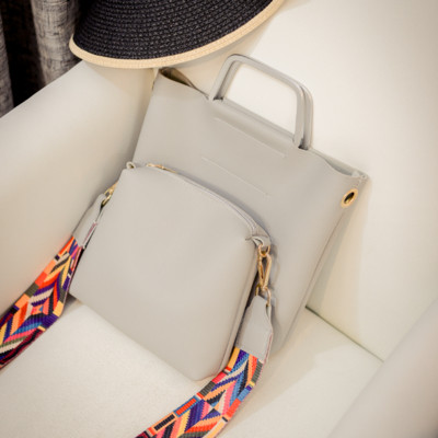 Geanta mare de dama cu maner lung colorat peste umar in doua culori