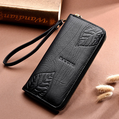 Portofel mare de dama elegant cu fermoar si motive florale