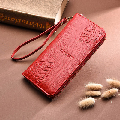 Portofel mare de dama elegant cu fermoar si motive florale