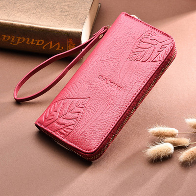 Portofel mare de dama elegant cu fermoar si motive florale