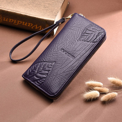 Portofel mare de dama elegant cu fermoar si motive florale