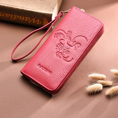 Portofel mare de dama elegant cu fermoar si motive florale