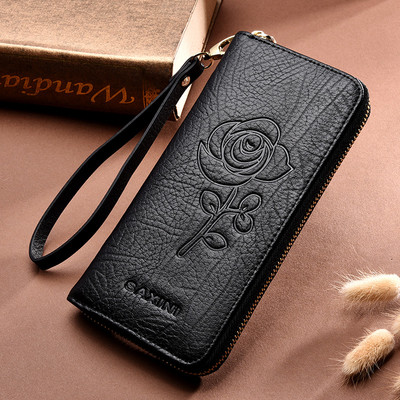 Portofel mare de dama elegant cu fermoar si motive florale