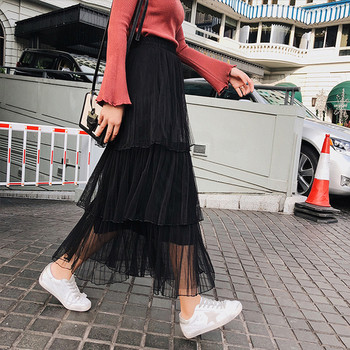 Fusta de dama plisata cu talie inalta in mai multe culori