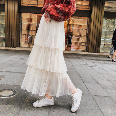 Fusta de dama plisata cu talie inalta in mai multe culori