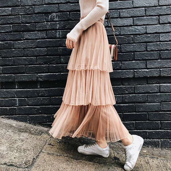 Fusta de dama plisata cu talie inalta in mai multe culori