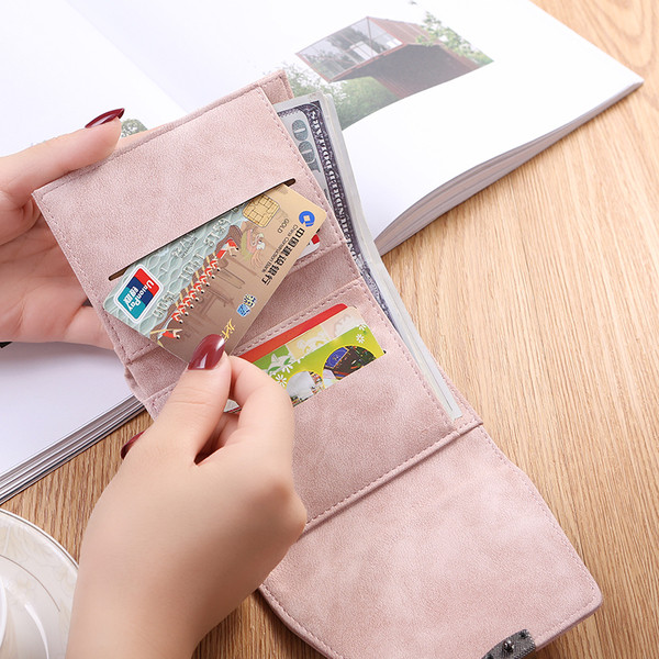 Portofel mic dama din piele intoarsa cu element metalic in mai multe culori