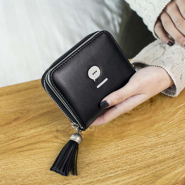 Portofel mic de dama cu fermoar si ciucuri in mai multe culori