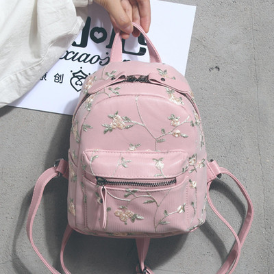 Дамска малка раница с флорална бродерия в четири цвята